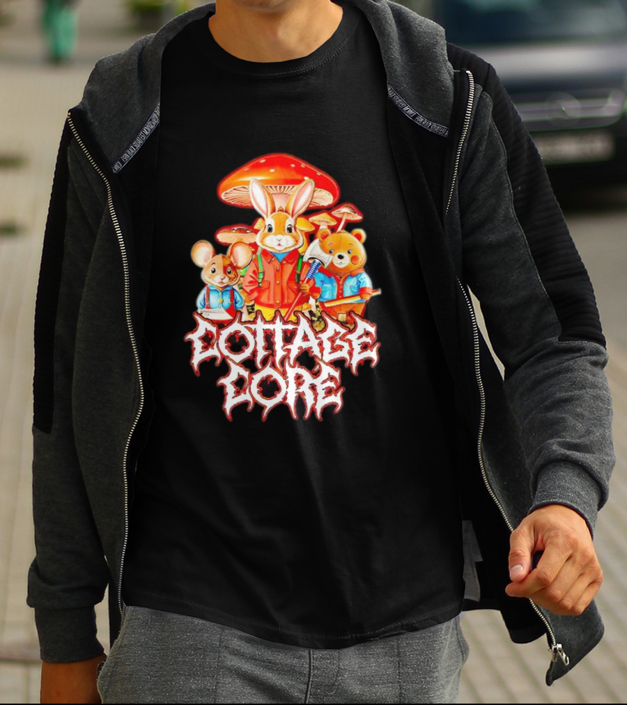 Cottage Core Bunny Mushroom Trio T-Shirt