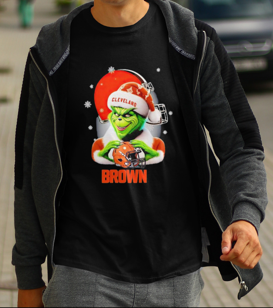 Grinch Cleveland Browns Christmas Football Snowflakes T-Shirt