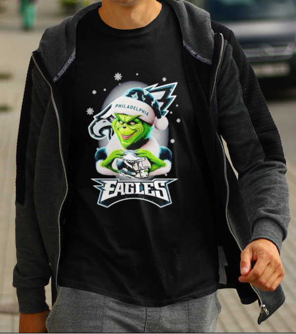 Philadelphia Eagles Grinch Christmas Snowflakes T-Shirt