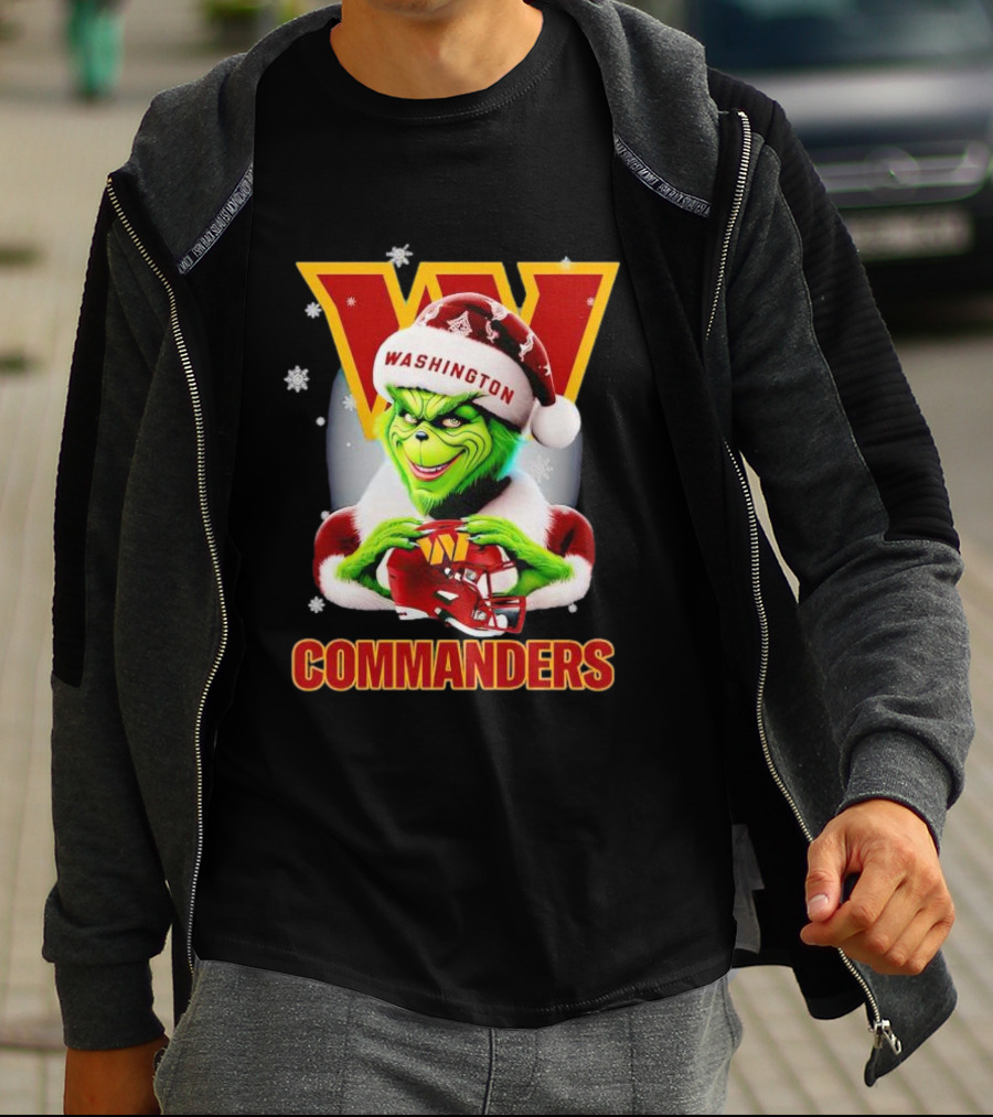 Grinch Washington Commanders Christmas Football Festive Snowflakes T-Shirt