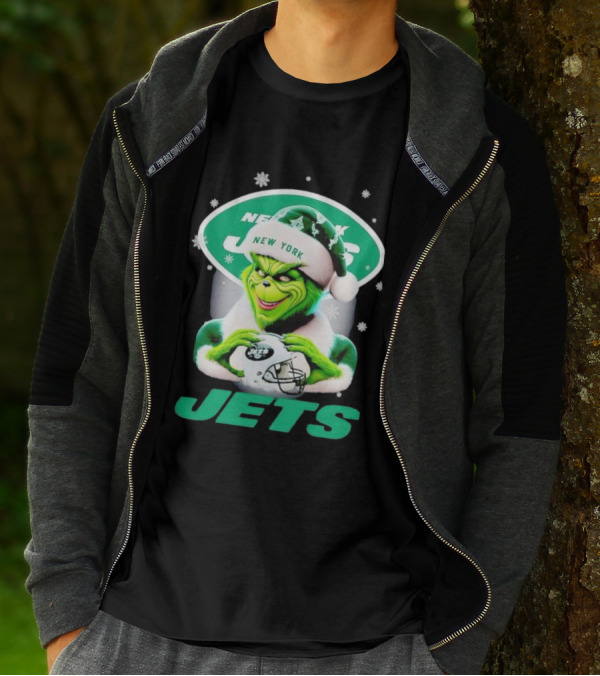 Grinch New York Jets Christmas Football T-Shirt