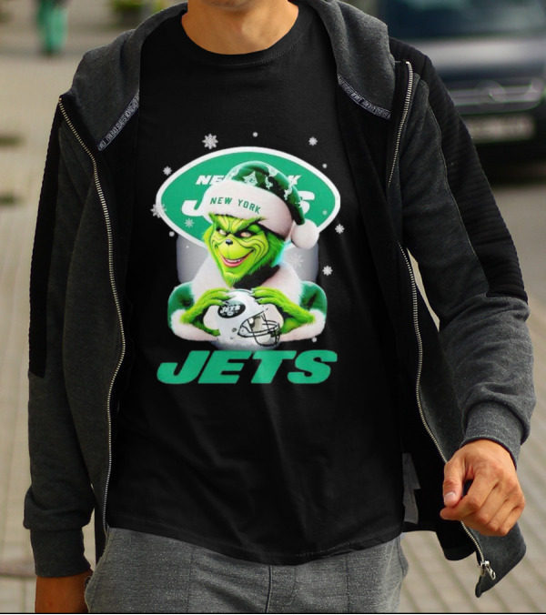 Grinch New York Jets Christmas Football T-Shirt