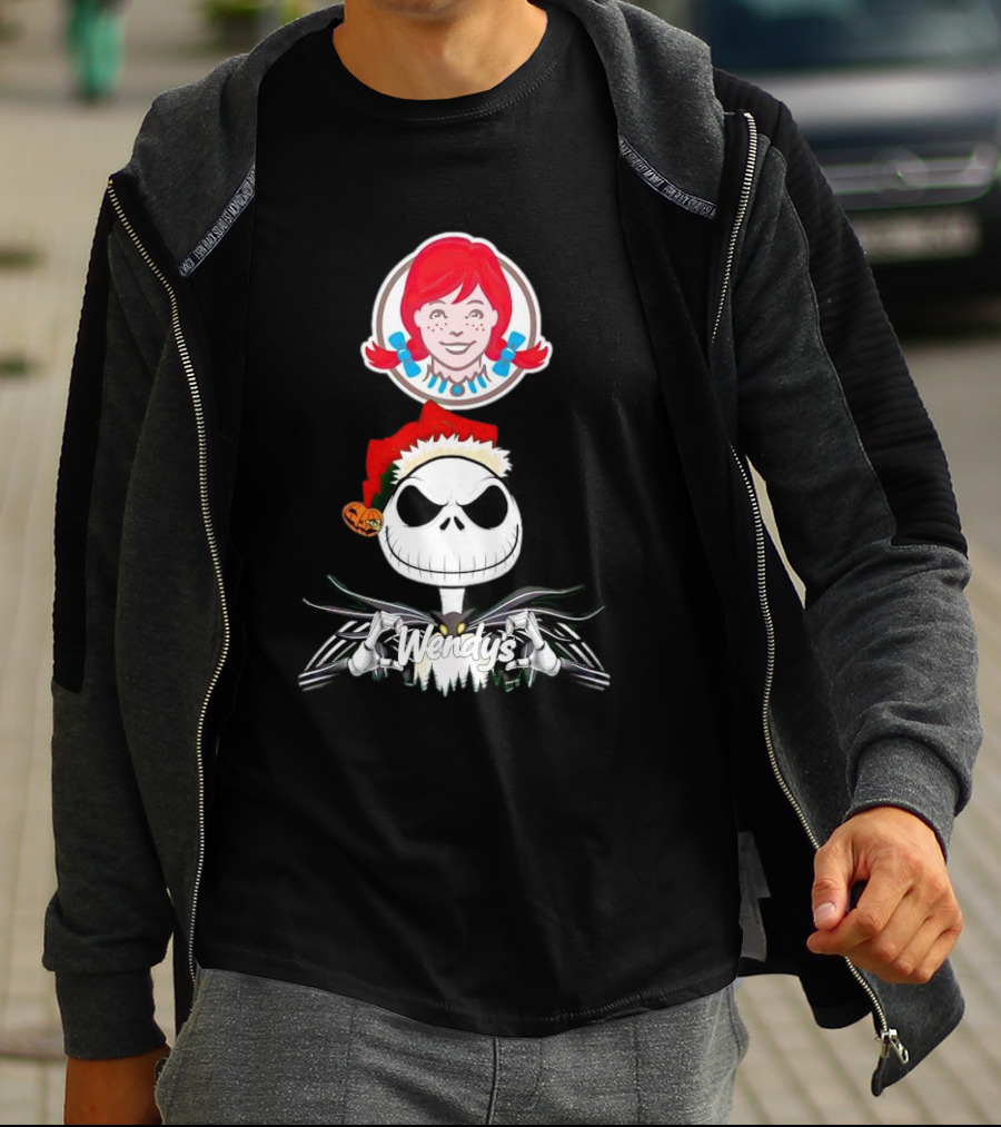 Jack Skellington Wendy’s Christmas Santa Hat Pumpkin T-Shirt