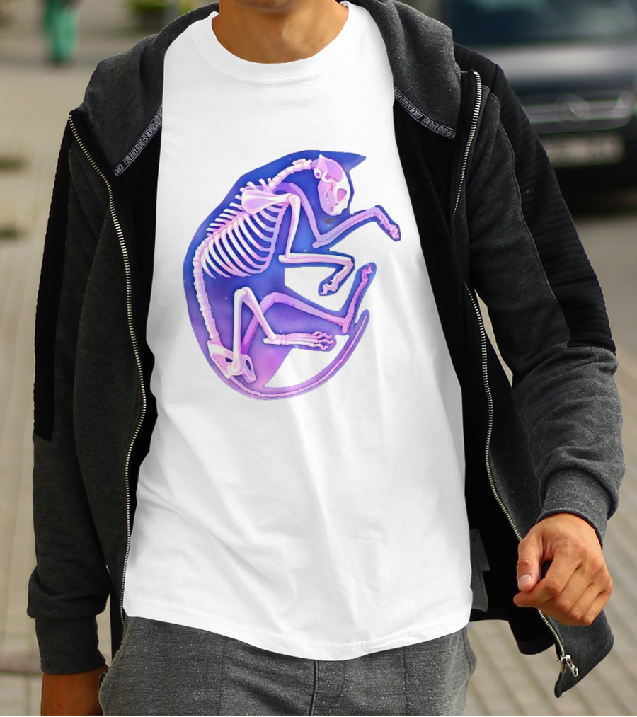 Skeleton Galaxy Cat Cosmic Vibe T-Shirt