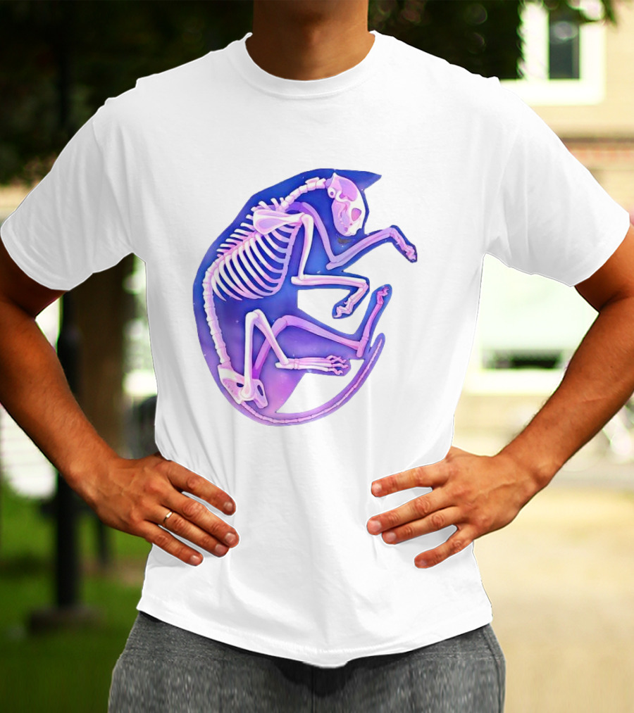 Skeleton Galaxy Cat Cosmic Vibe T-Shirt