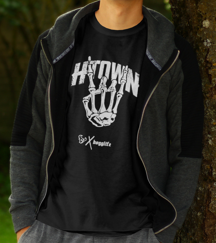 HTOWN Skeleton Hand X HoggLife Texans Collaboration T-Shirt