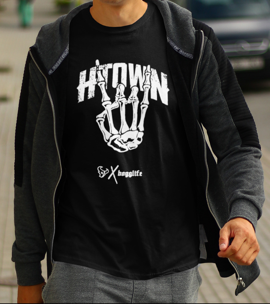 HTOWN Skeleton Hand X HoggLife Texans Collaboration T-Shirt