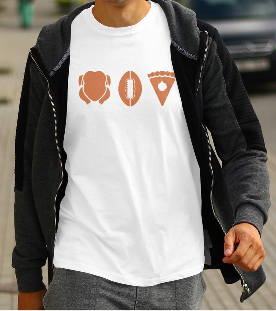 Thanksgiving Turkey Football Pumpkin Pie T-Shirt