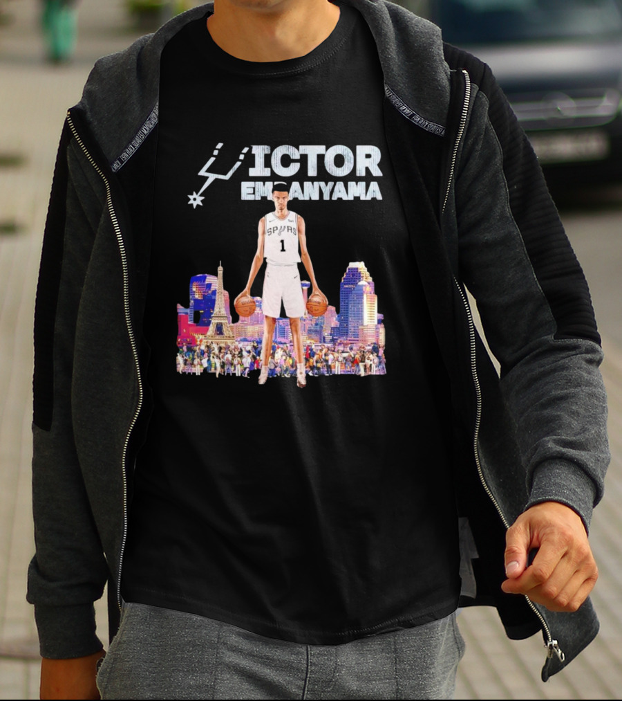 Victor Wembanyama Spurs Skyline City Basketball T-Shirt