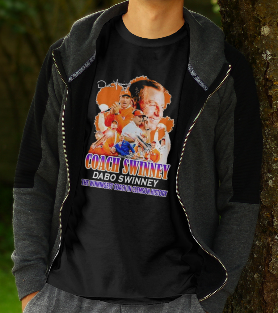 Coach Swinney Dabo Swinney The Winningest Coach In Clemson History Football Celebration Collage T-Shirt