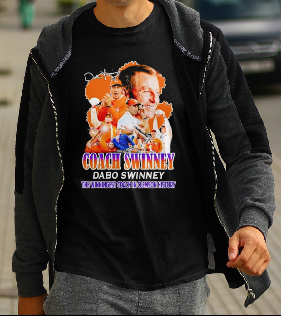 Coach Swinney Dabo Swinney The Winningest Coach In Clemson History Football Celebration Collage T-Shirt