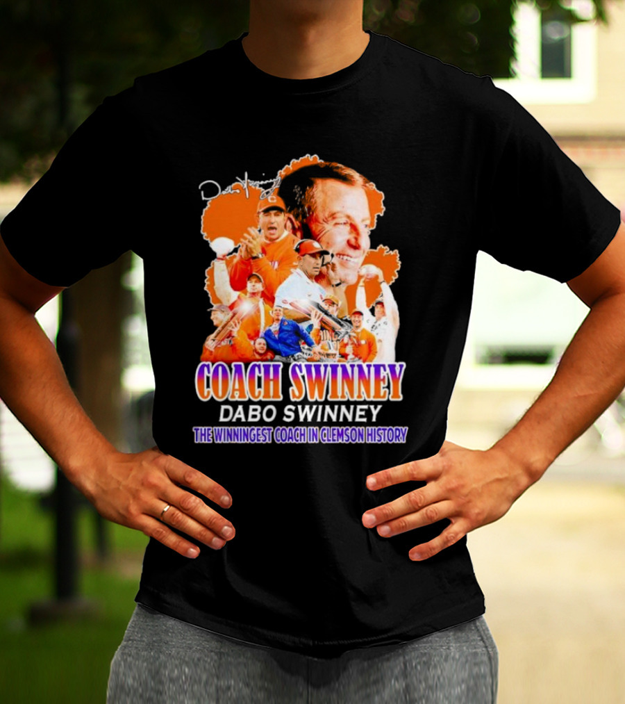 Coach Swinney Dabo Swinney The Winningest Coach In Clemson History Football Celebration Collage T-Shirt