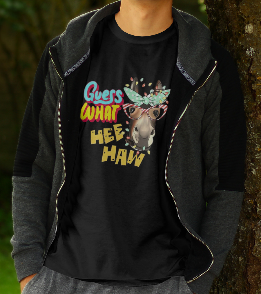 Guess What Hee Haw Christmas Donkey Lights And Glasses T-Shirt