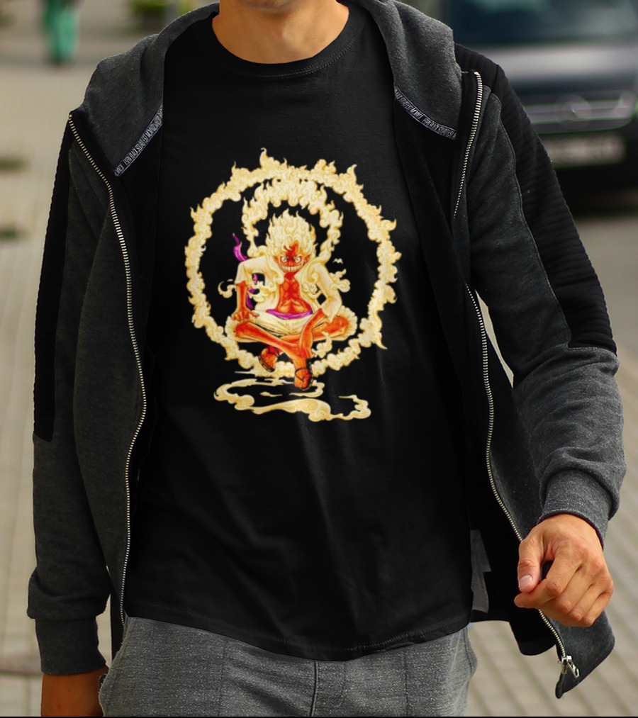 Gear 5 Luffy Surrounded By Fiery Ring Of Flames T-Shirt