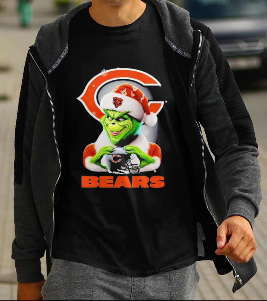 Grinch Chicago Bears Christmas Football Fan T-Shirt