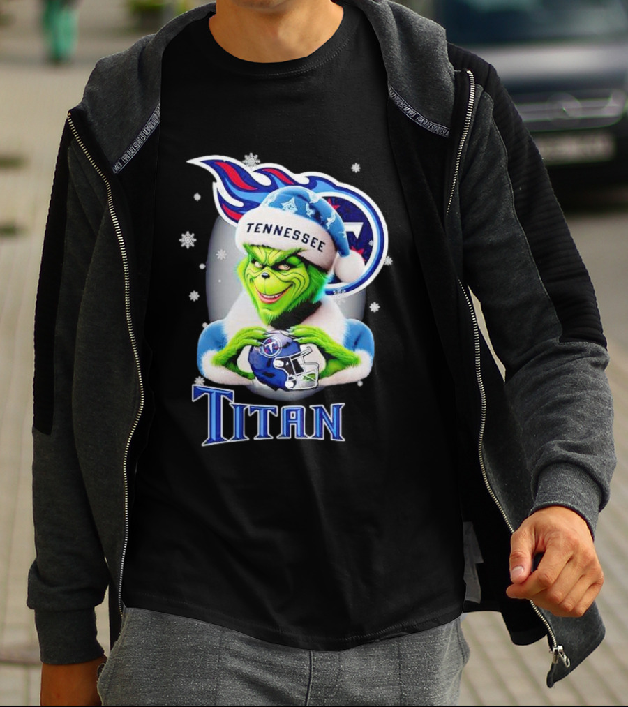Grinch Tennessee Titans Christmas Snowflakes T-Shirt