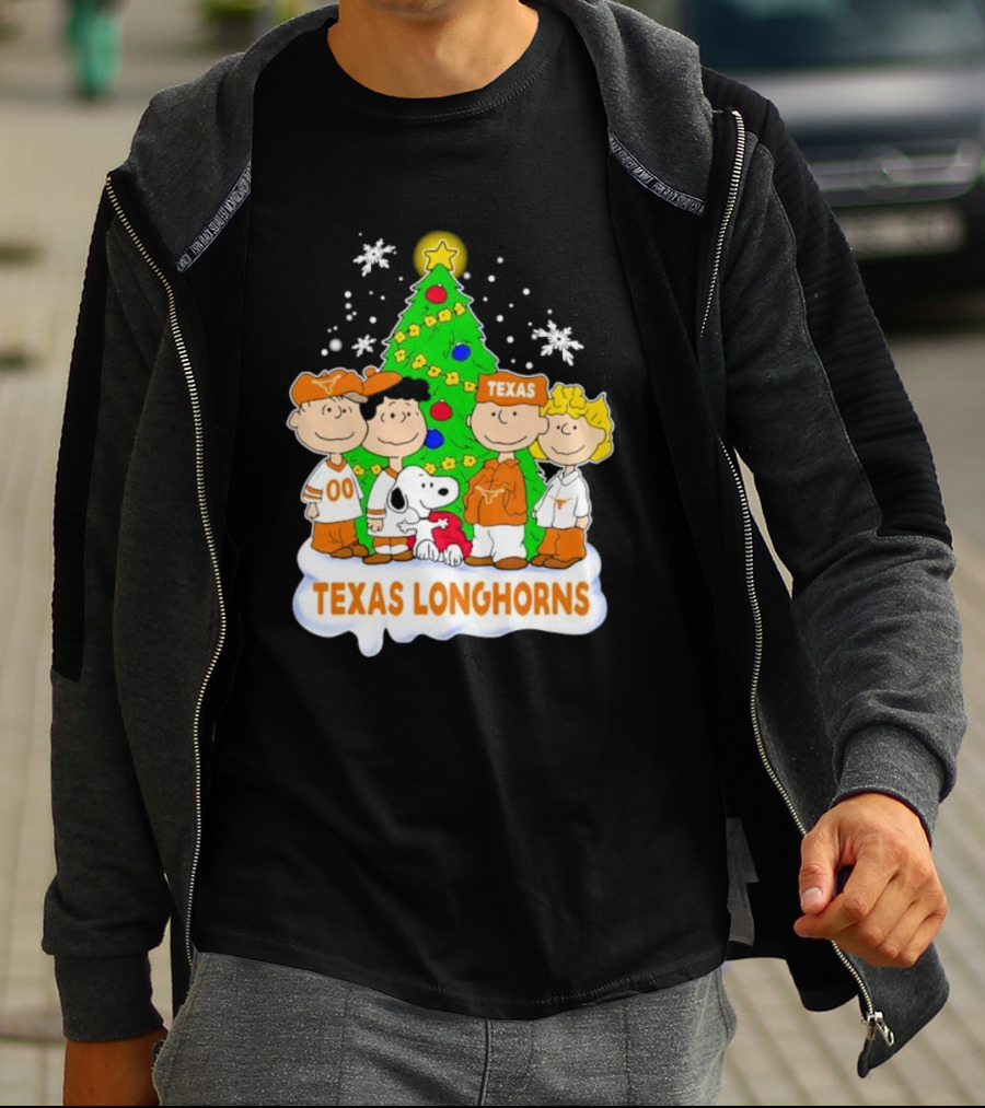 Peanuts Characters Texas Longhorns Christmas Tree T-Shirt