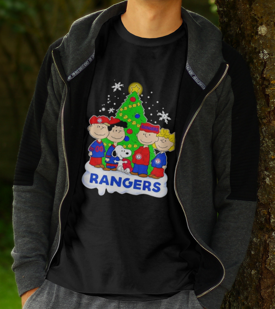 Peanuts Characters Texas Rangers Christmas Tree T-Shirt