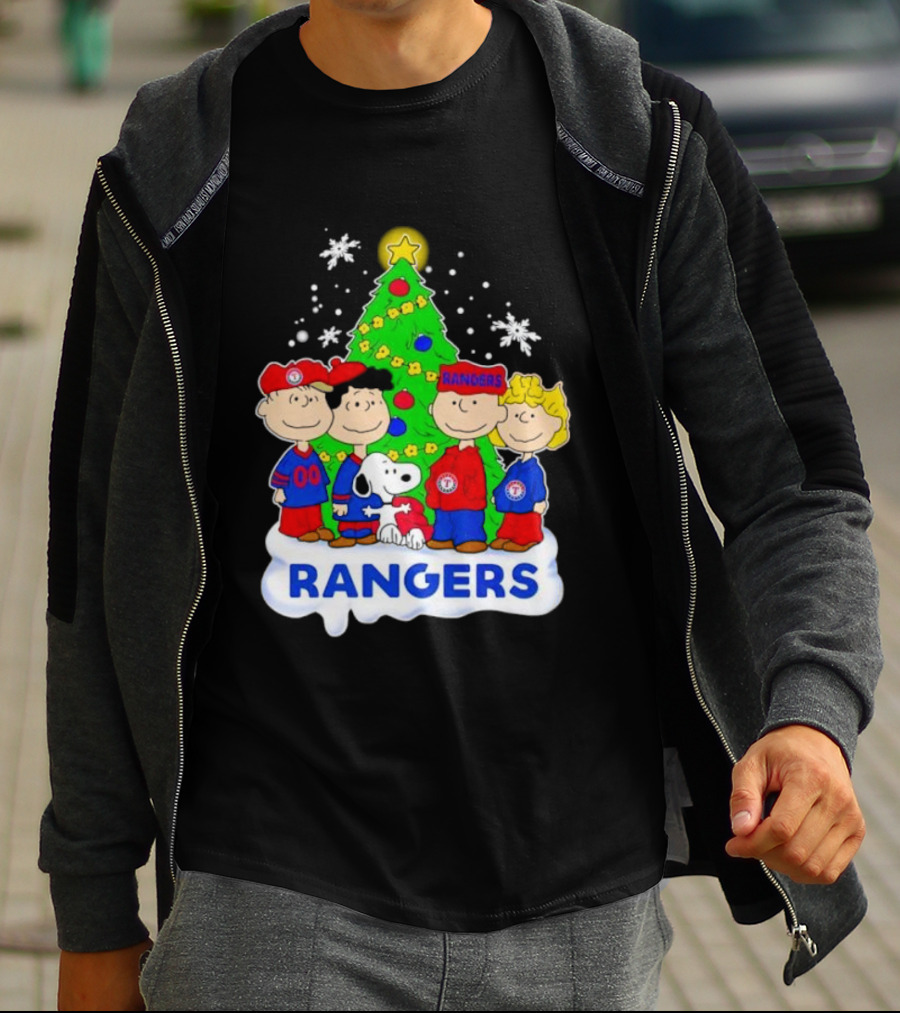 Peanuts Characters Texas Rangers Christmas Tree T-Shirt