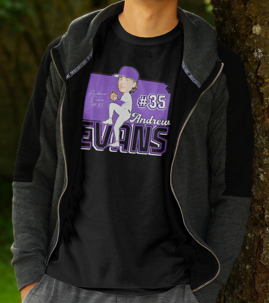 Andrew Evans #35 Kansas State Baseball Signature T-Shirt