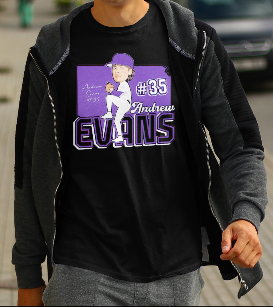 Andrew Evans #35 Kansas State Baseball Signature T-Shirt