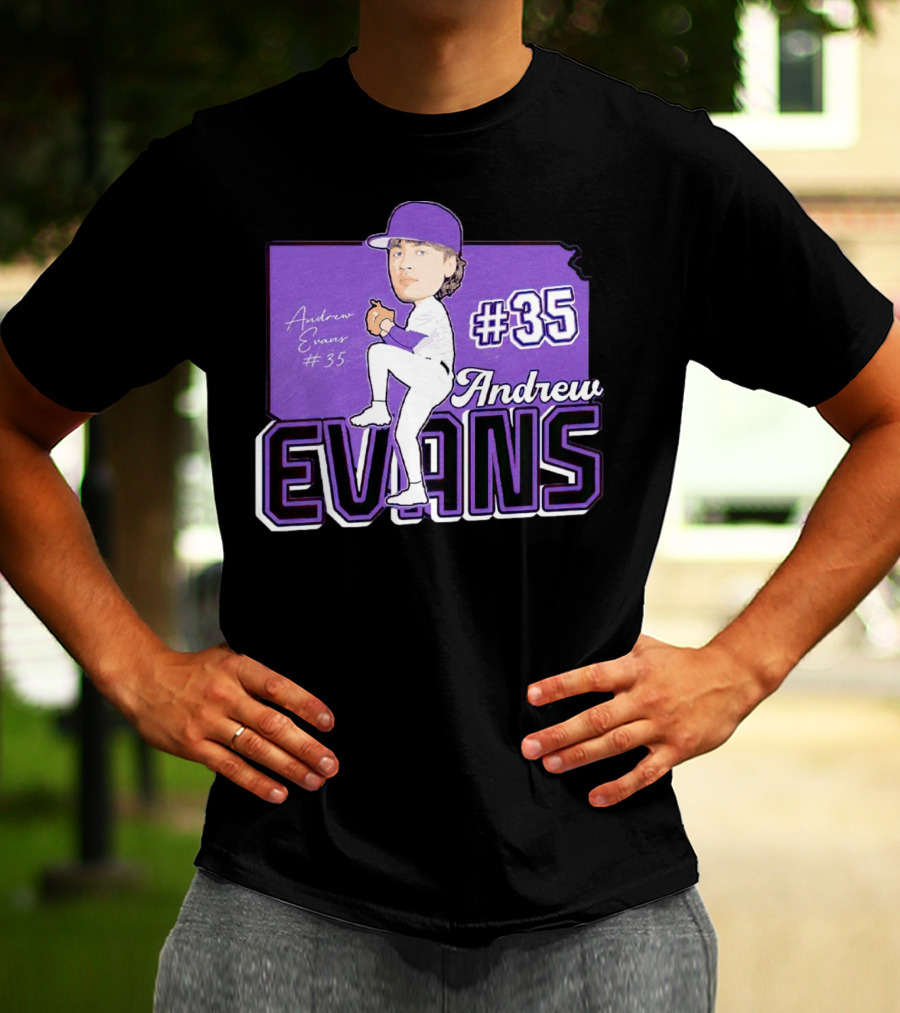 Andrew Evans #35 Kansas State Baseball Signature T-Shirt