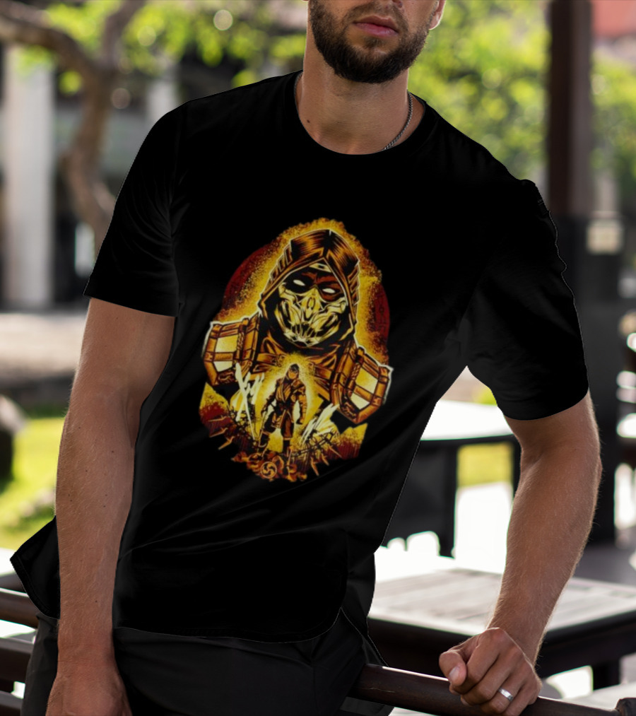 Mortal Kombat Scorpion Battle Stance Fiery Warrior T-Shirt