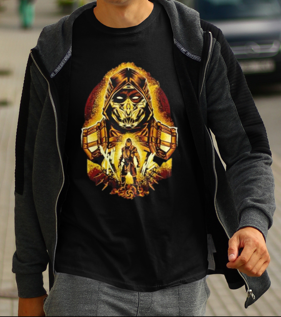 Mortal Kombat Scorpion Battle Stance Fiery Warrior T-Shirt