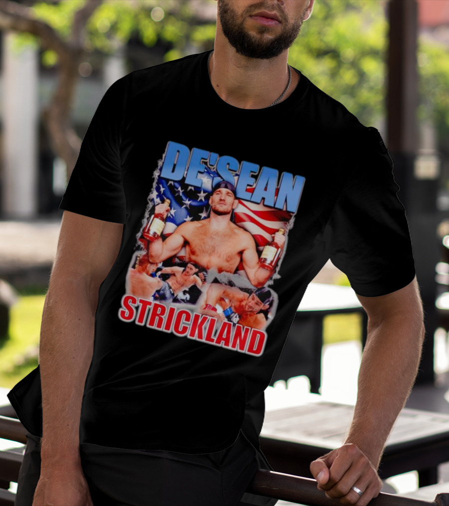DE’SEAN STRICKLAND American Flag Boxing T-Shirt
