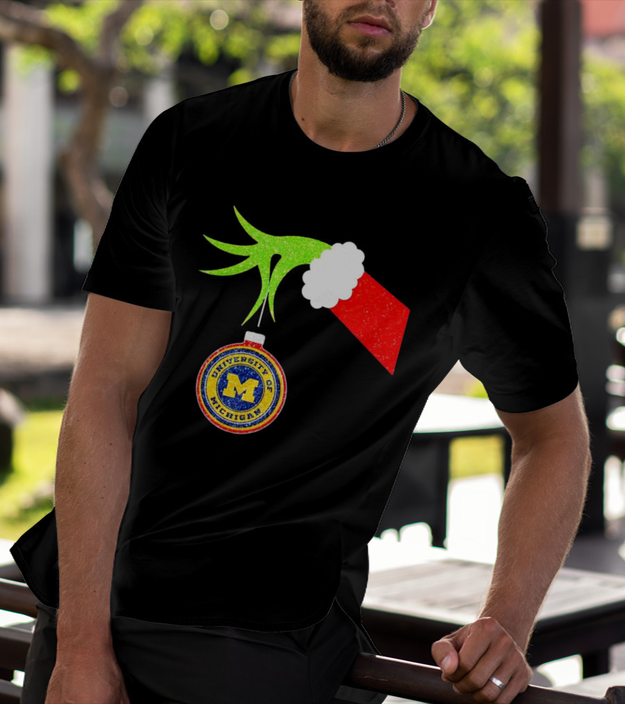 University Of Michigan Christmas Grinch Hand T-Shirt