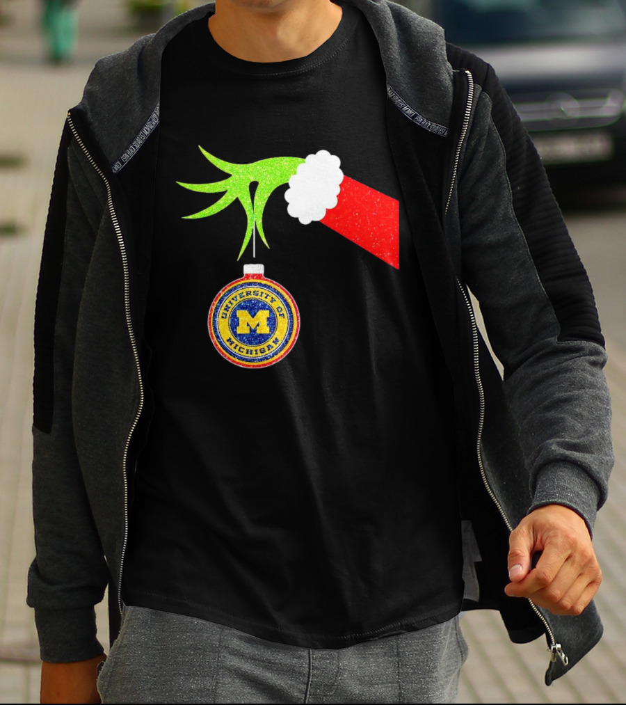 University Of Michigan Christmas Grinch Hand T-Shirt