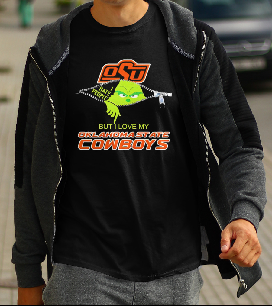 Grinch I Hate People Love My Oklahoma State Cowboys OSU T-Shirt