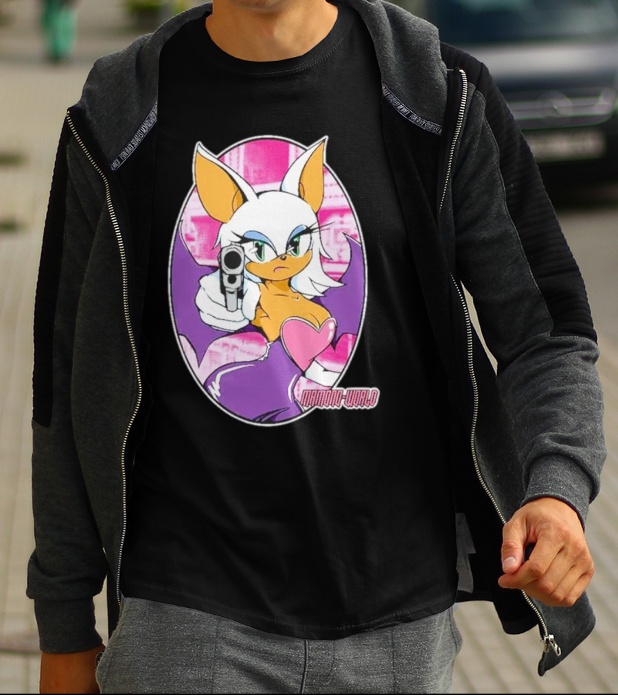 Mamono World Character With Gun And Heart T-Shirt