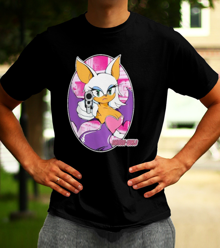 Mamono World Character With Gun And Heart T-Shirt