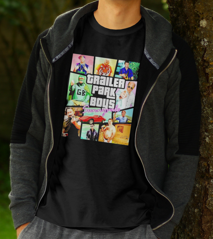 Trailer Park Boys Sunnyvale Collage Of Characters And Car In Vibrant Colors T-Shirt