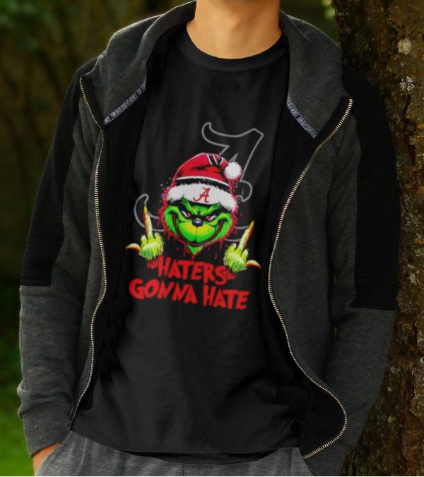 Alabama Crimson Tide Grinch Haters Gonna Hate Middle Finger T-Shirt