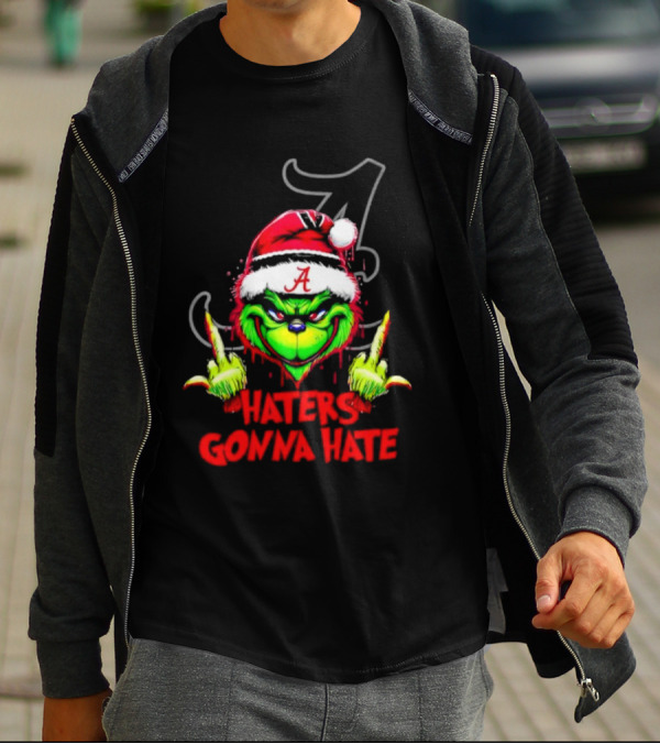 Alabama Crimson Tide Grinch Haters Gonna Hate Middle Finger T-Shirt