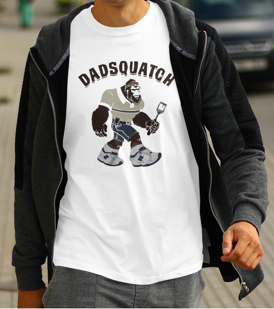 Dadsquatch Bigfoot Sasquatch Sporty Sneaker BBQ Spatula T-Shirt