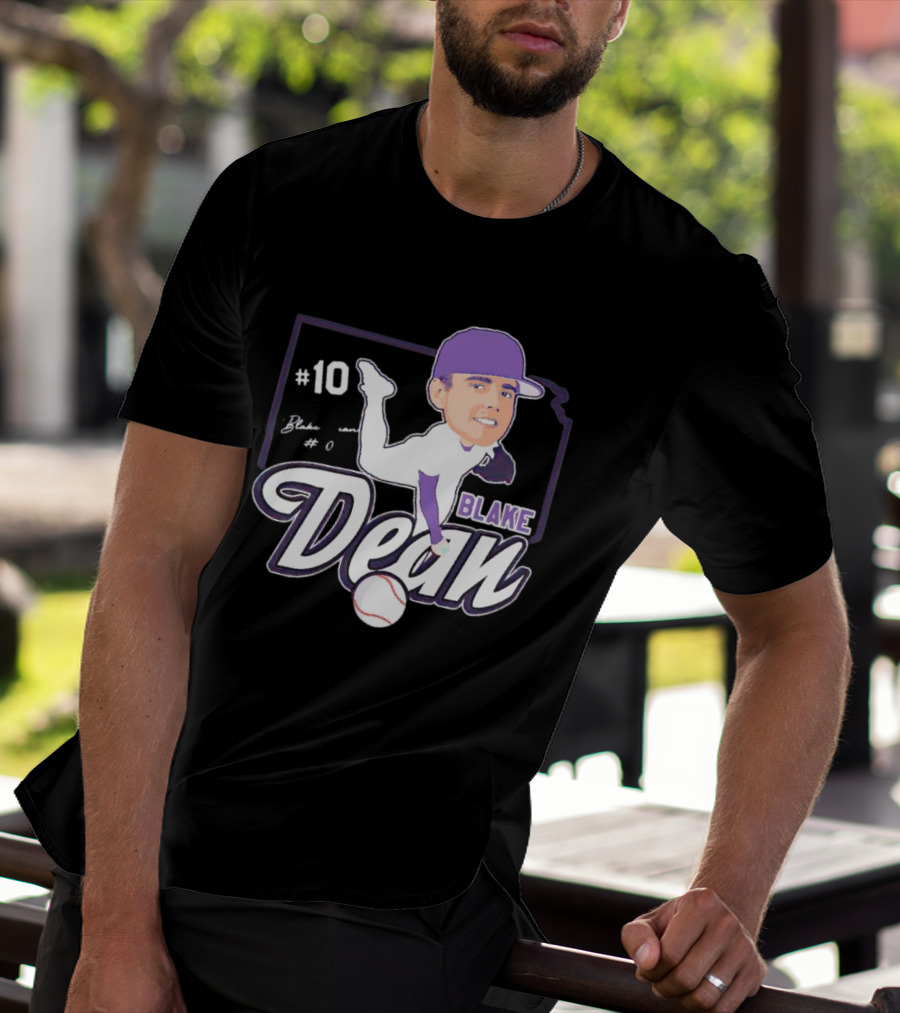 Blake Dean #10 Caricature Signature Baseball T-Shirt
