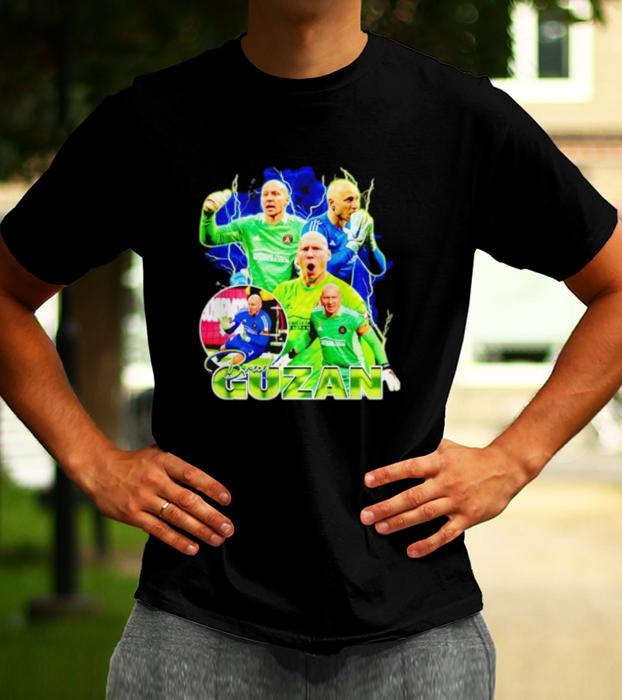 Brad Guzan Atlanta United Green And Blue Lightning Soccer Montage T-Shirt