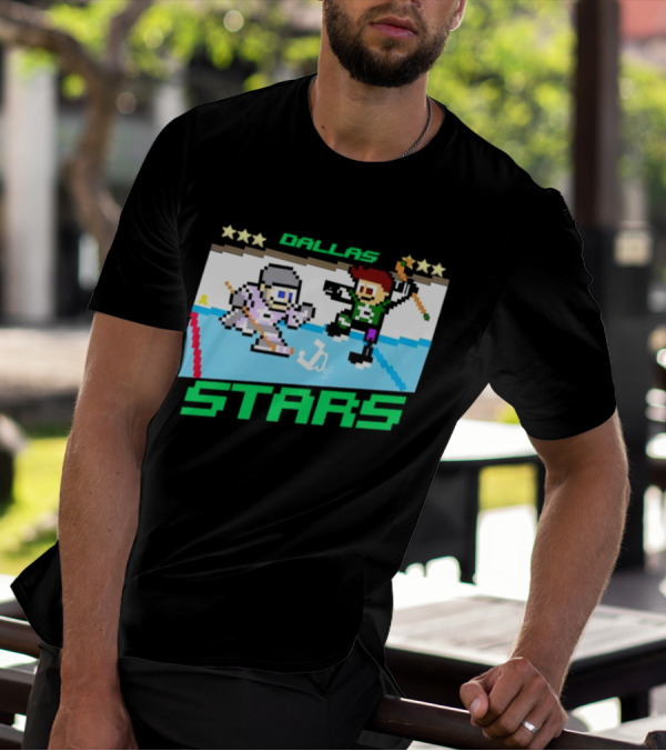 Dallas Stars Hockey Fights Cancer Pixel Art Jayden T-Shirt