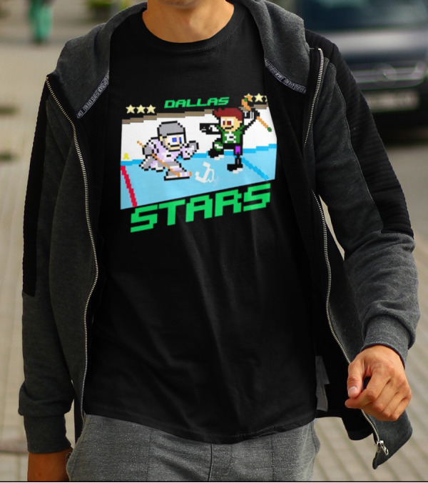 Dallas Stars Hockey Fights Cancer Pixel Art Jayden T-Shirt