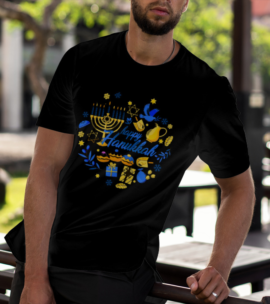 Happy Hanukkah Menorah Dreidel Gifts Star Of David Celebrations T-Shirt