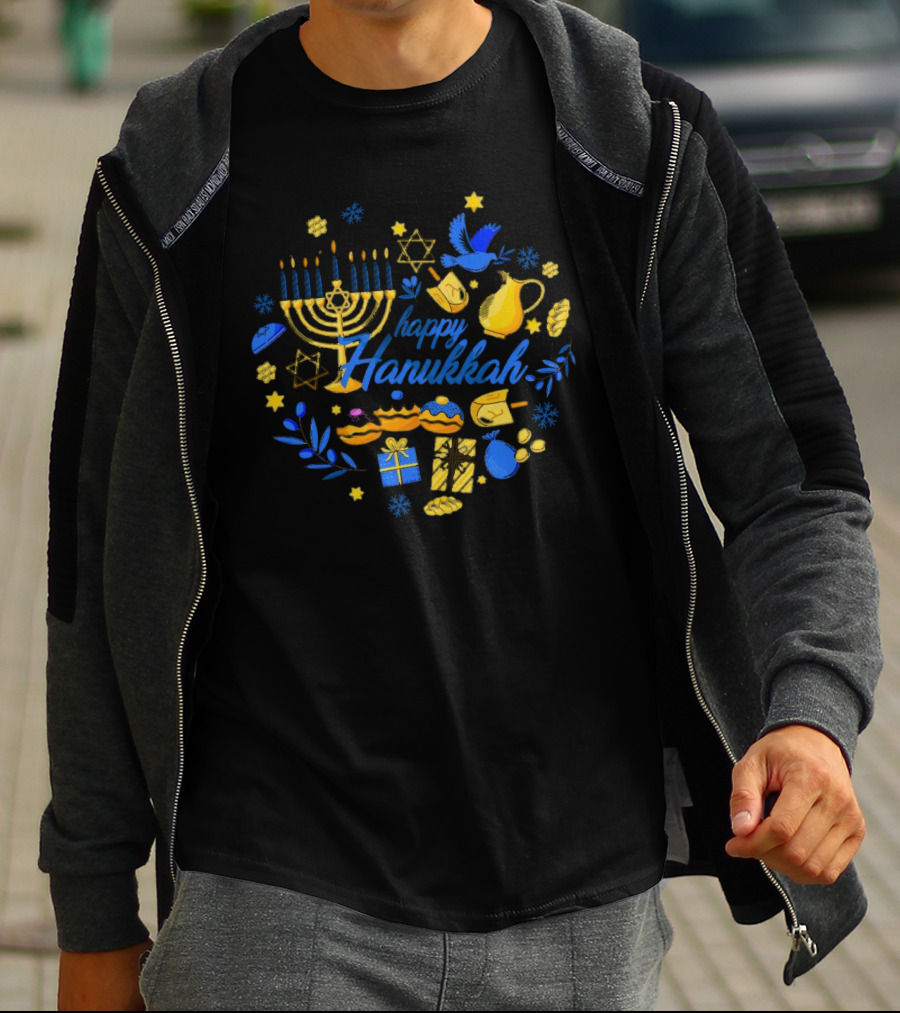 Happy Hanukkah Menorah Dreidel Gifts Star Of David Celebrations T-Shirt