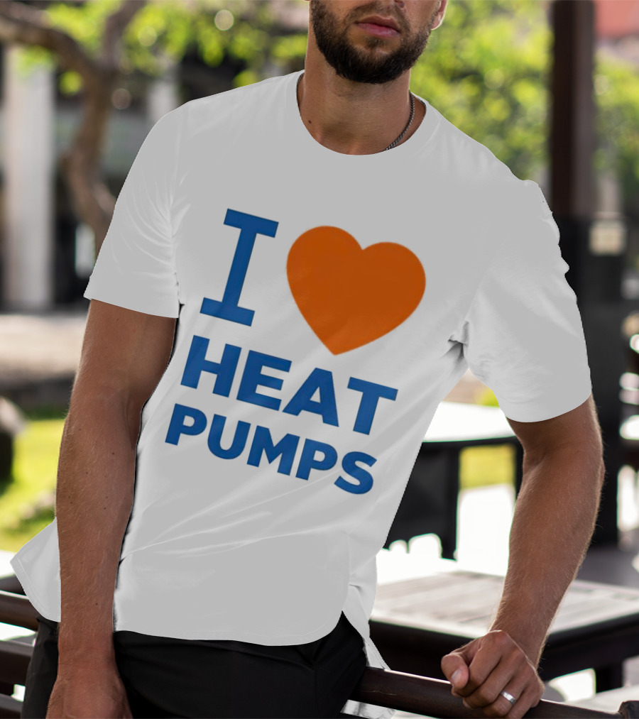 I Heart Heat Pumps Bold Blue Orange T-Shirt