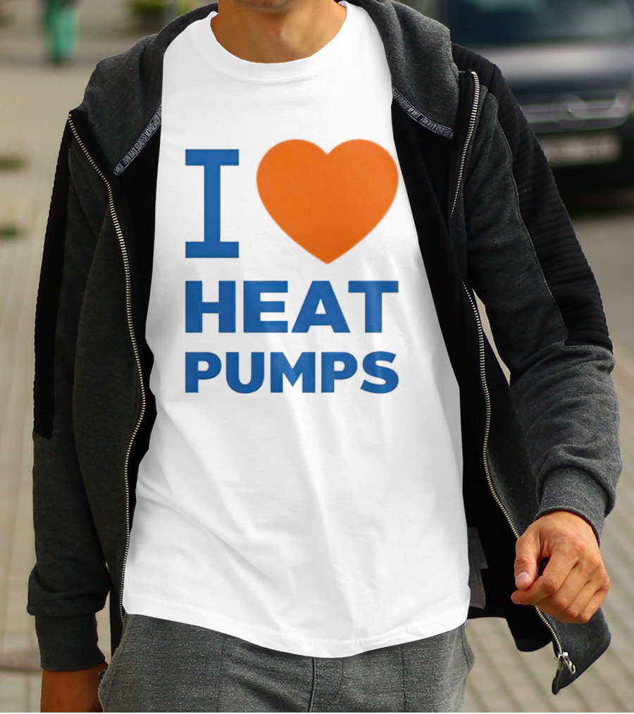 I Heart Heat Pumps Bold Blue Orange T-Shirt