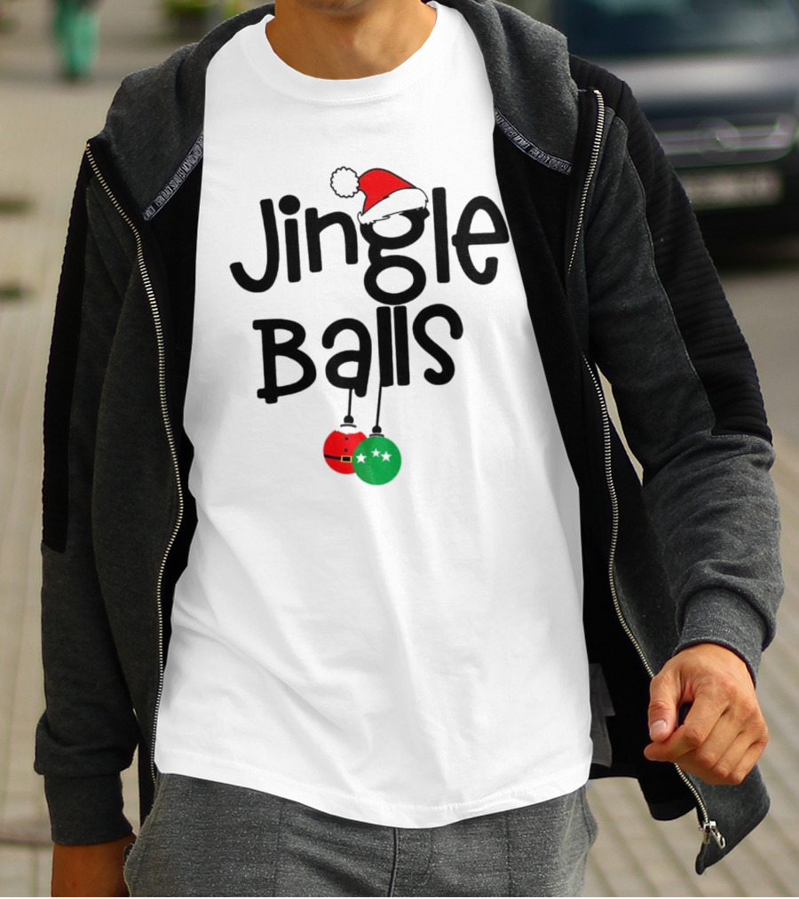 Jingle Balls Christmas Santa Hat Red Green Ornaments T-Shirt