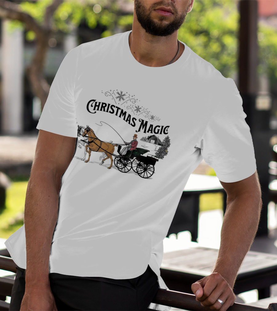 Christmas Magic Horse And Carriage Scene T-Shirt