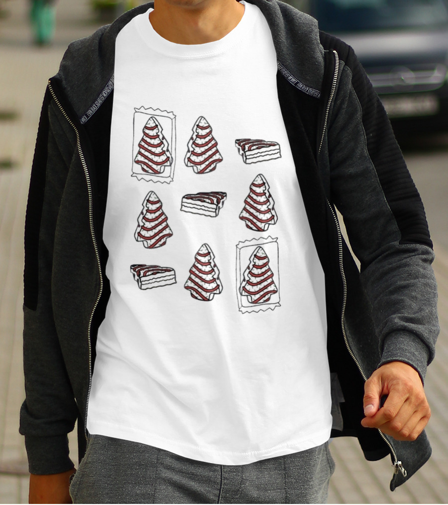 Christmas Tree Cakes Snack Pattern Christmas Holiday T-Shirt