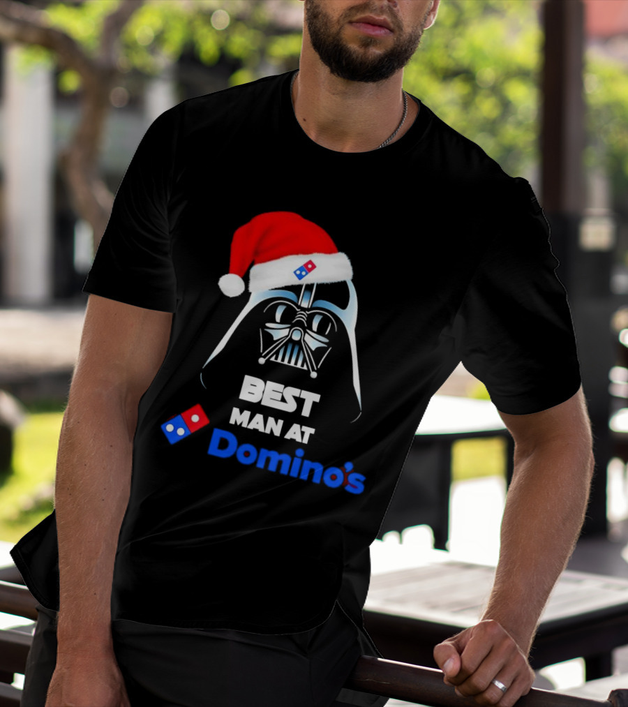Darth Vader Santa Hat With Best Man At Domino's Christmas T-Shirt